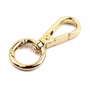 Karabinhage med 2 fjederlukker. Højglans KC forgyldt. 56 mm